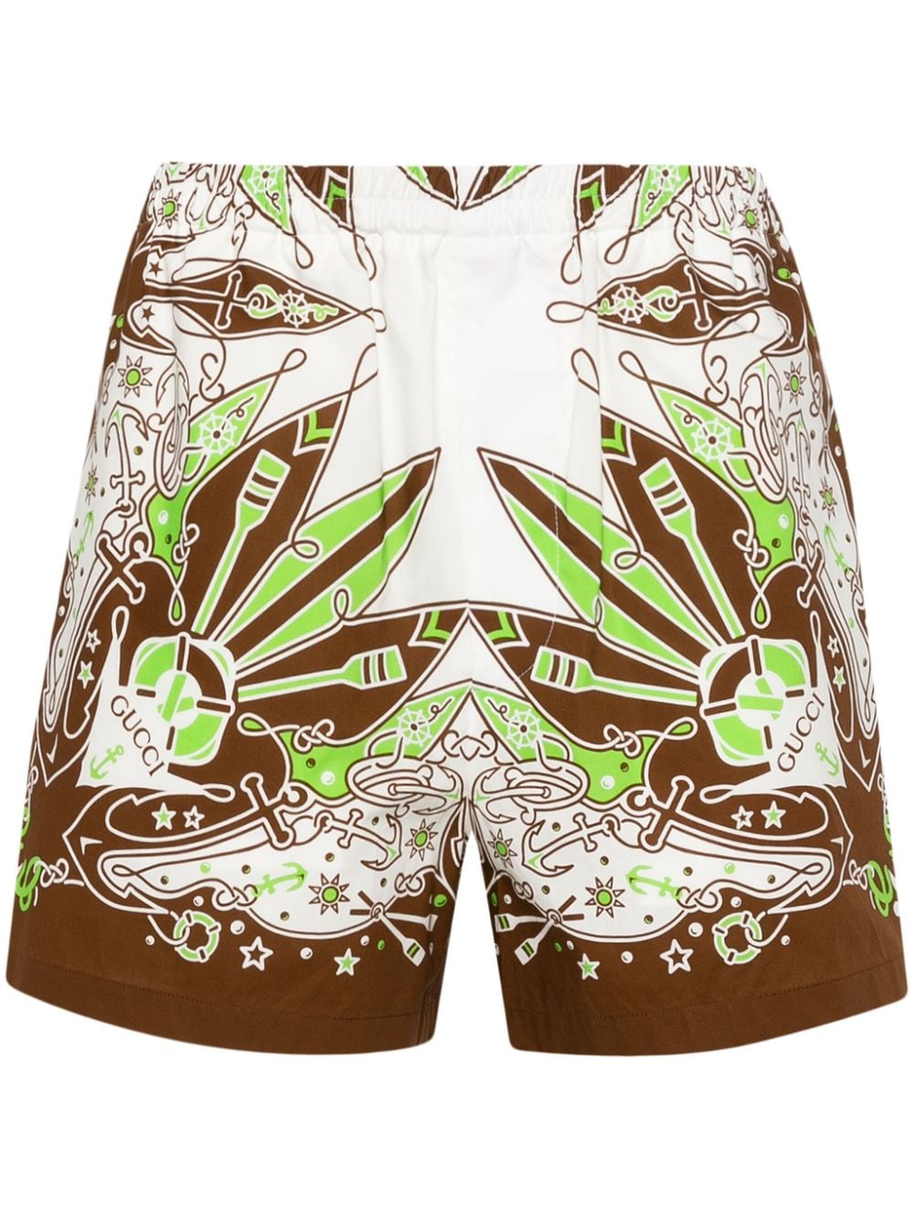 Gucci bandana-print poplin shorts - Brown von Gucci