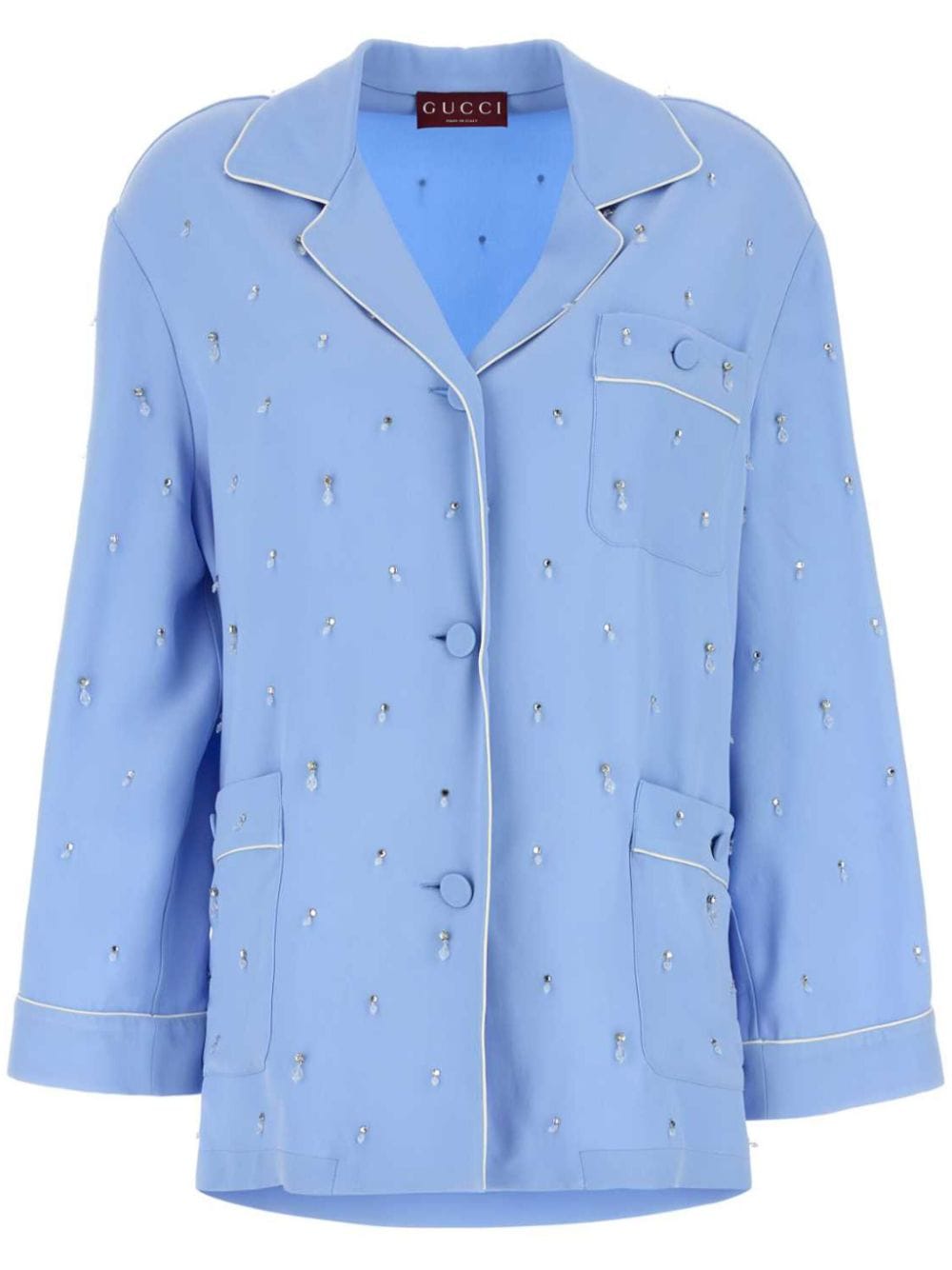 Gucci bead-embellished crepe shirt - Blue von Gucci