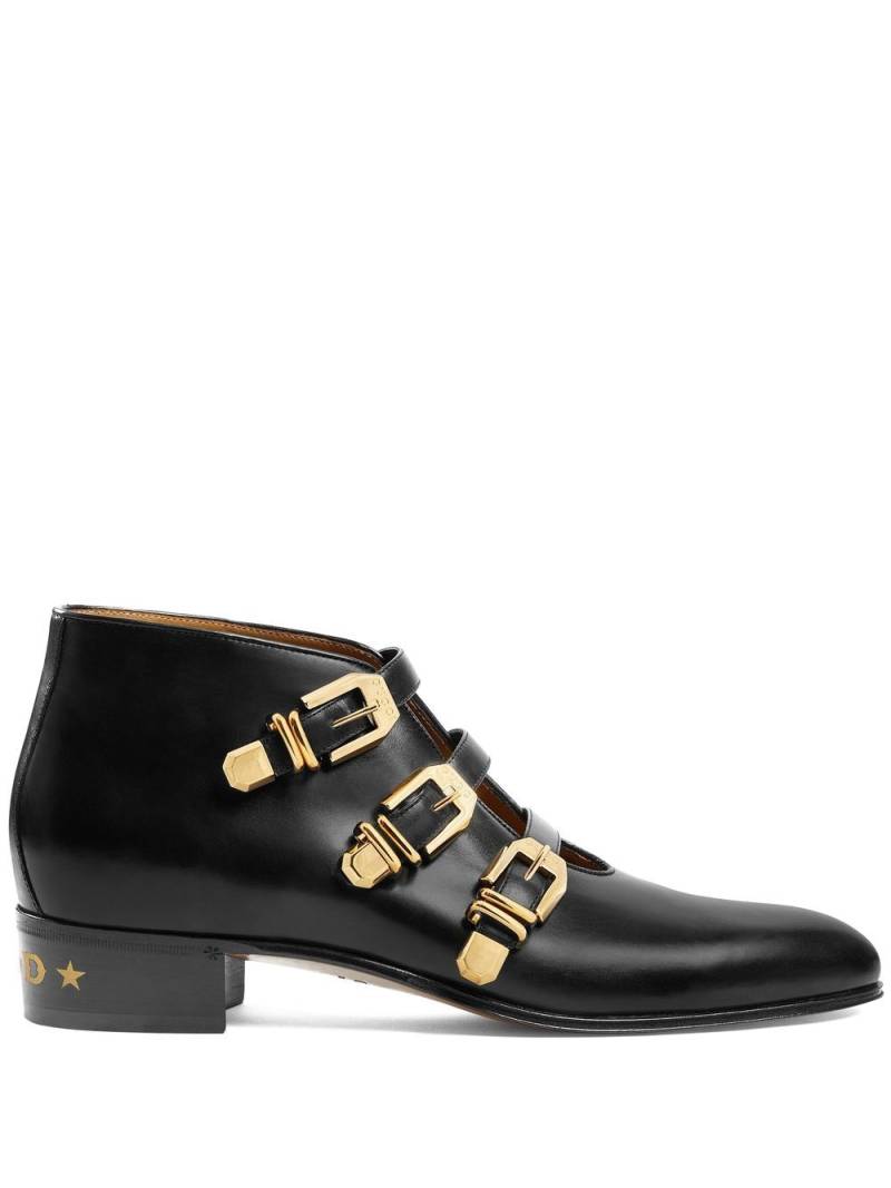 Gucci buckled leather ankle boots - Black von Gucci