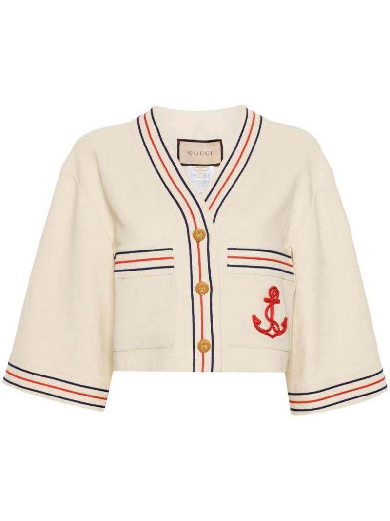 Gucci Anchor-appliqué cropped cardigan - Neutrals von Gucci