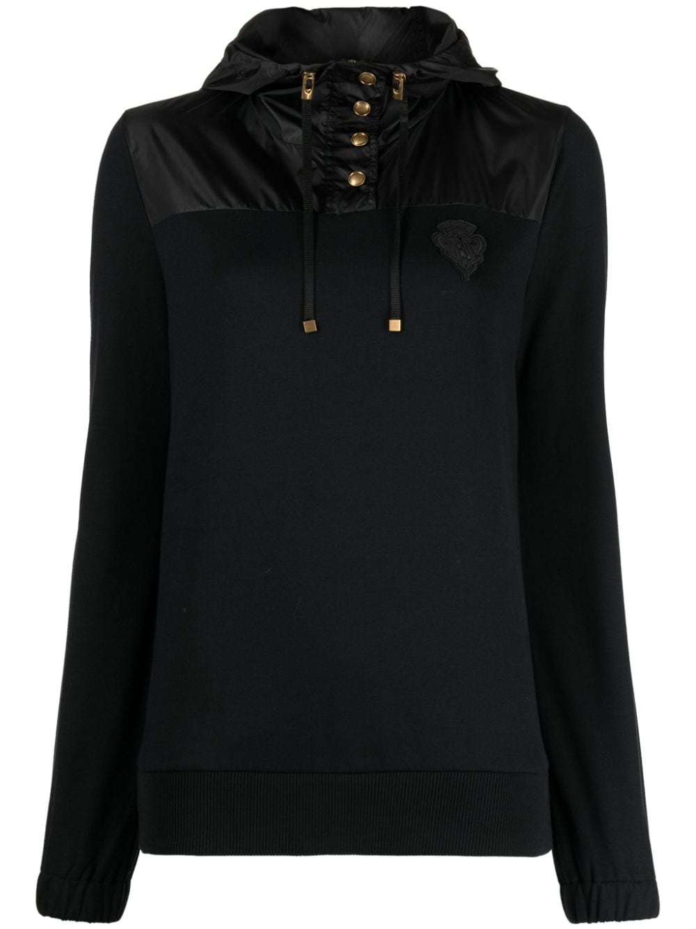Gucci crest-appliqué panelled hoodie - Black von Gucci
