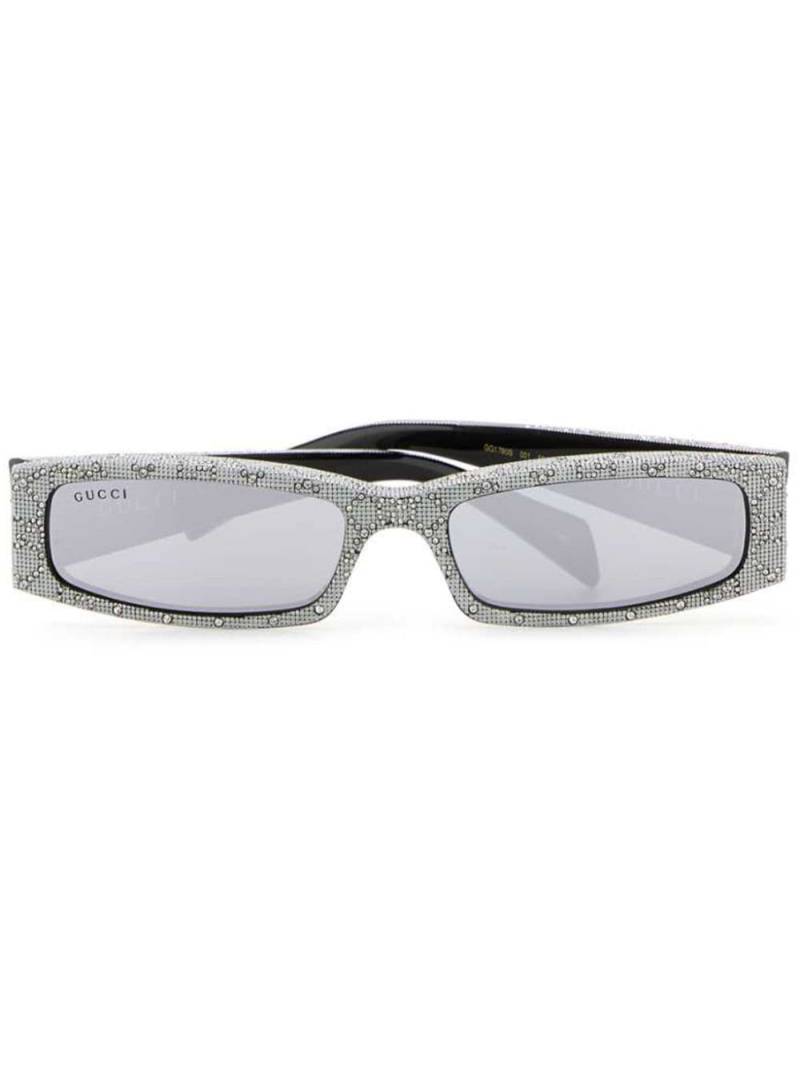 Gucci embellished rectangle-frame sunglasses - Silver von Gucci