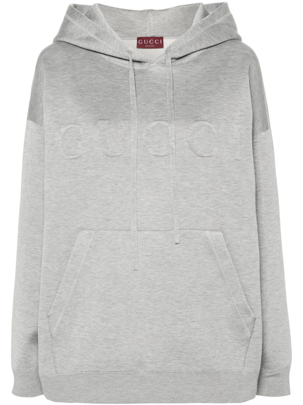 Gucci embossed-logo mélange-effect hoodie - Grey von Gucci