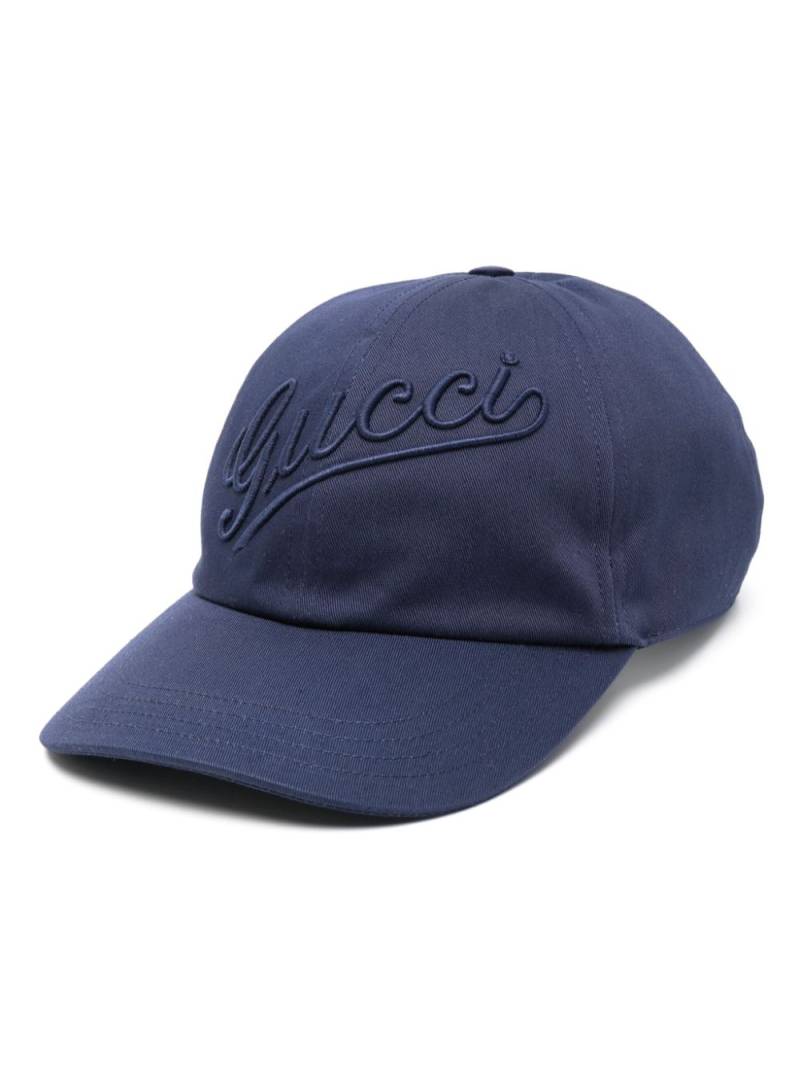 Gucci embroidered-logo cotton cap - Blue von Gucci