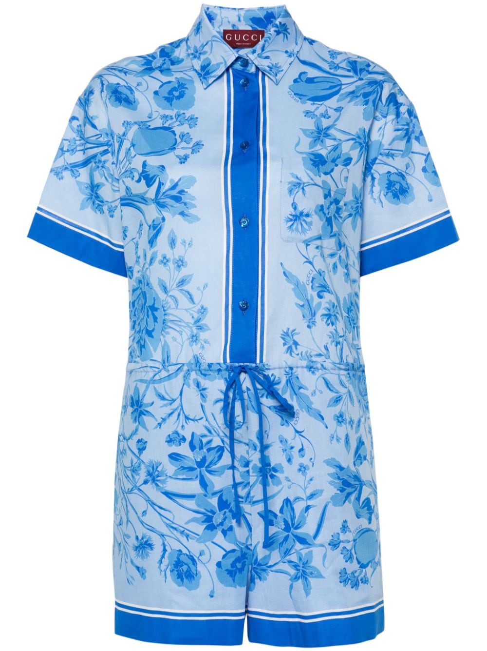 Gucci floral-print cotton playsuit - Blue von Gucci