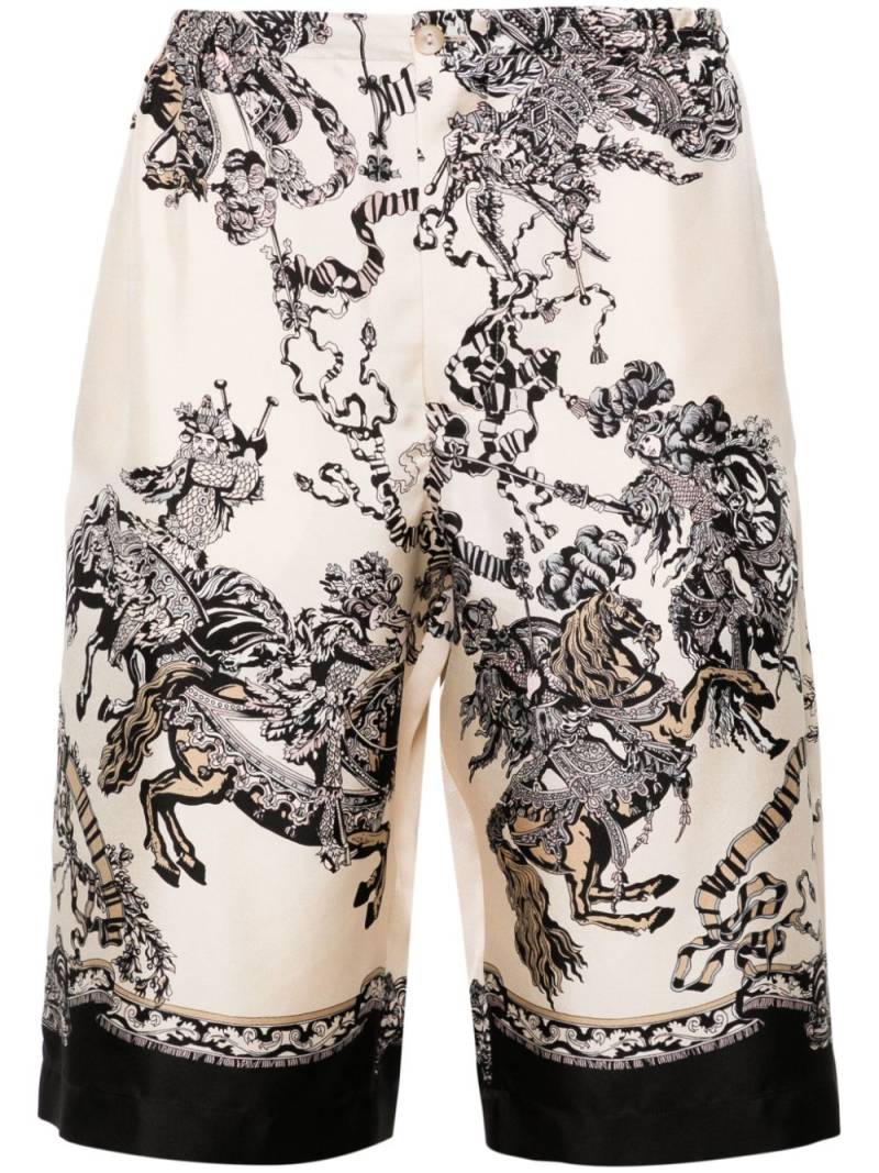 Gucci baroque-print silk shorts - Neutrals von Gucci