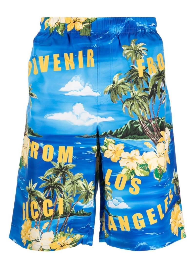 Gucci graphic-print swim shorts - Blue von Gucci