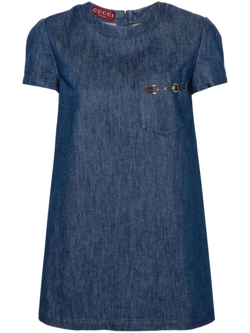 Gucci horsebit-detail denim mini dress - Blue von Gucci