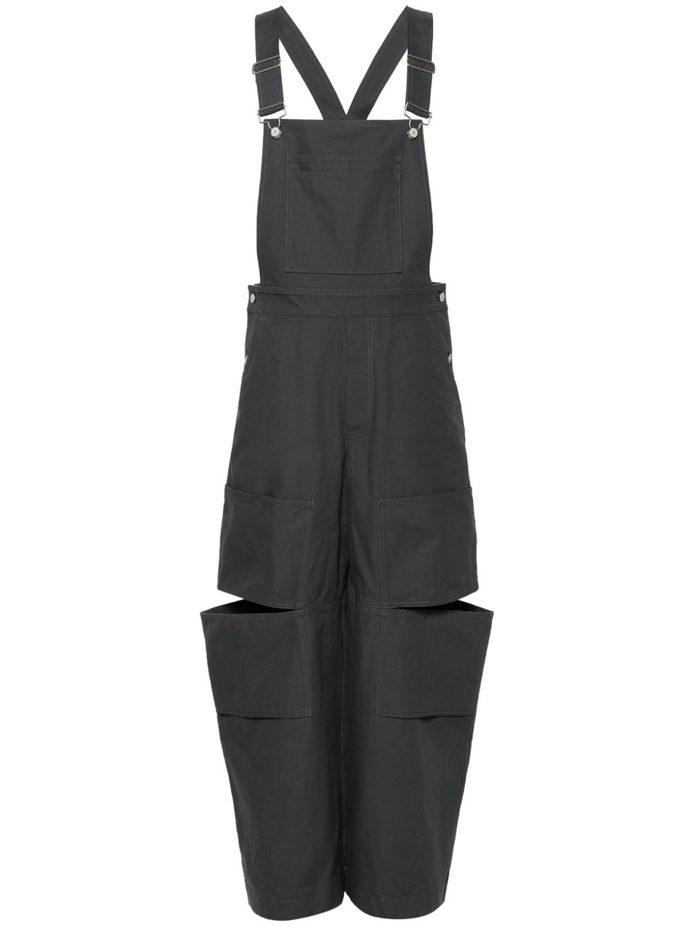 Gucci logo-appliqué cotton dungarees - Grey von Gucci