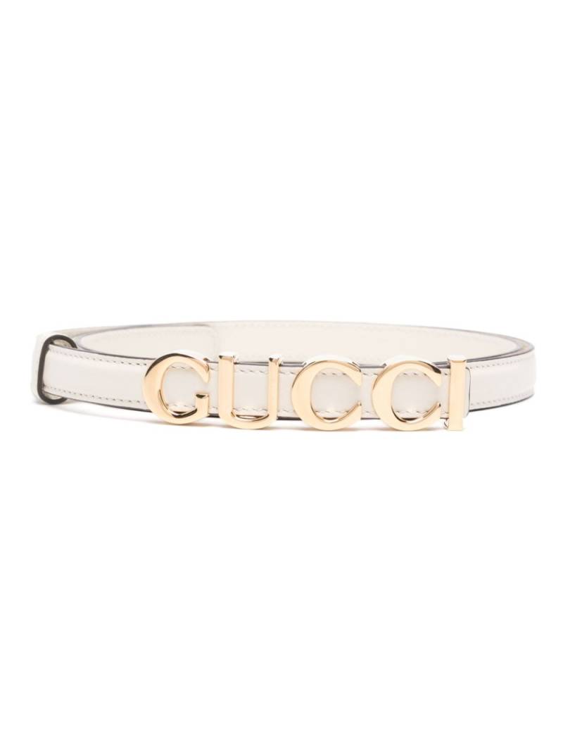 Gucci logo-buckle thin leather belt - Neutrals von Gucci