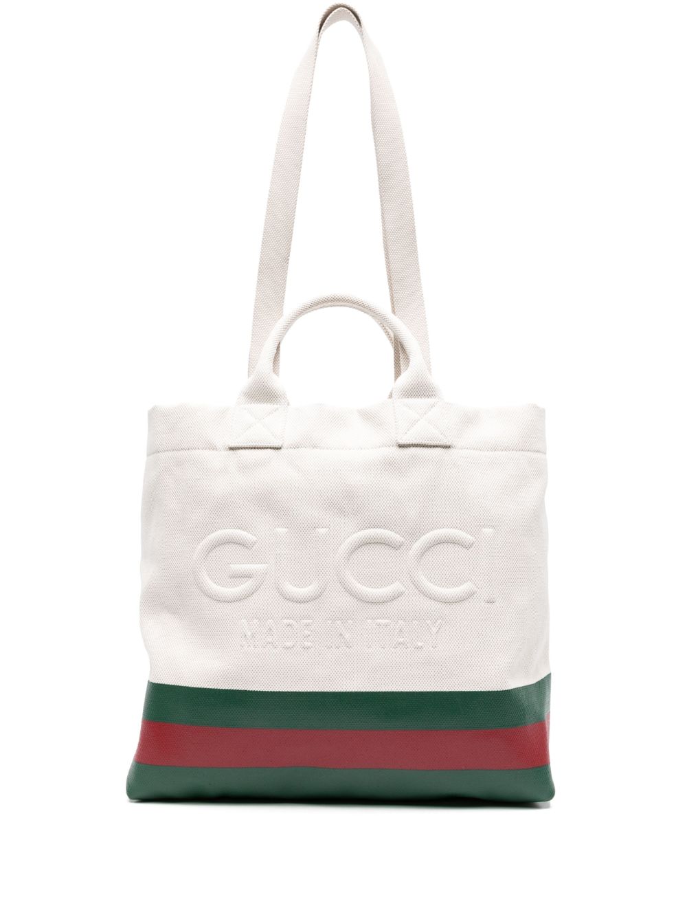 Gucci logo-embossed canvas tote bag - Neutrals von Gucci