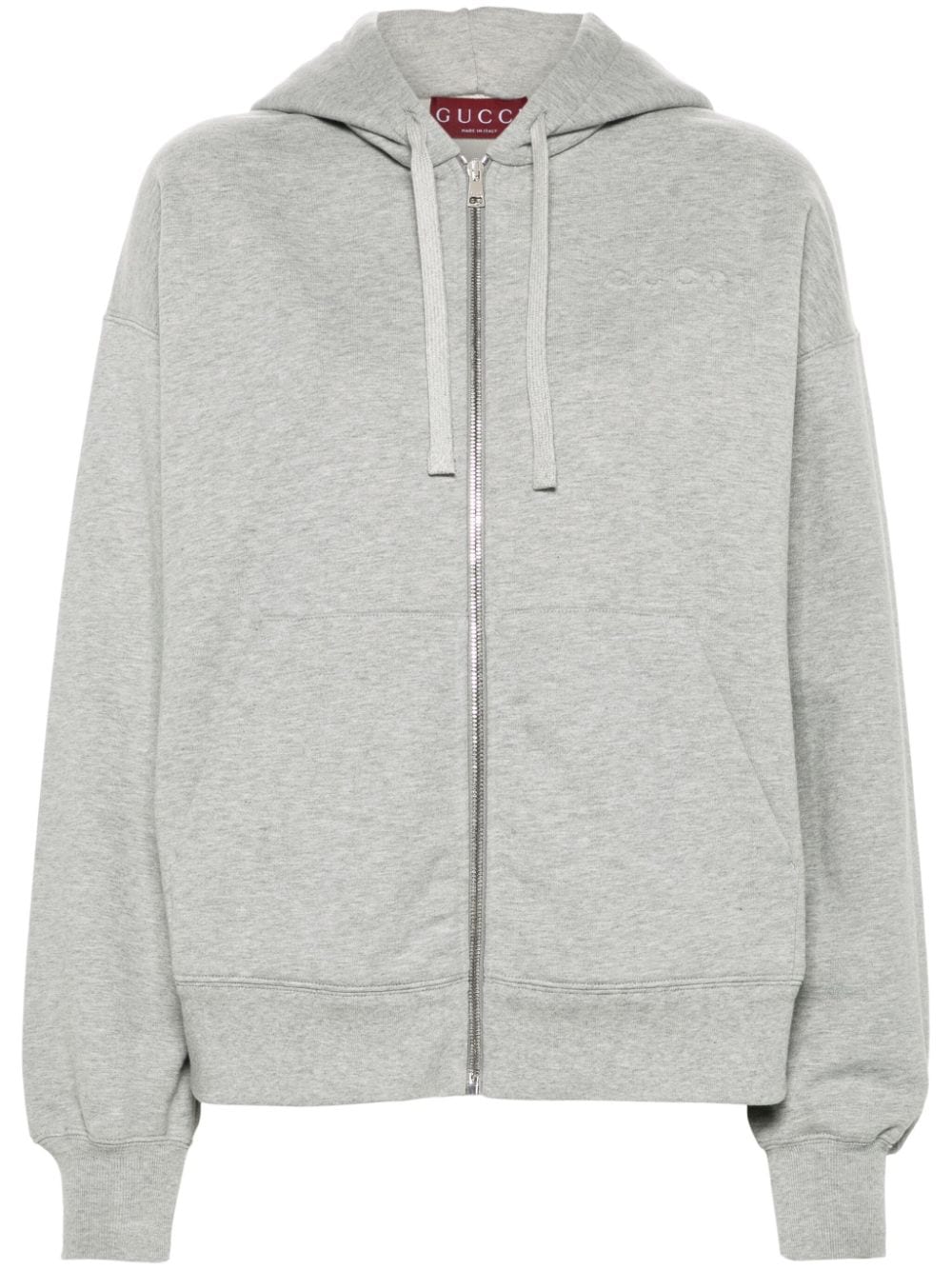 Gucci logo-embossed cotton hoodie - Grey von Gucci