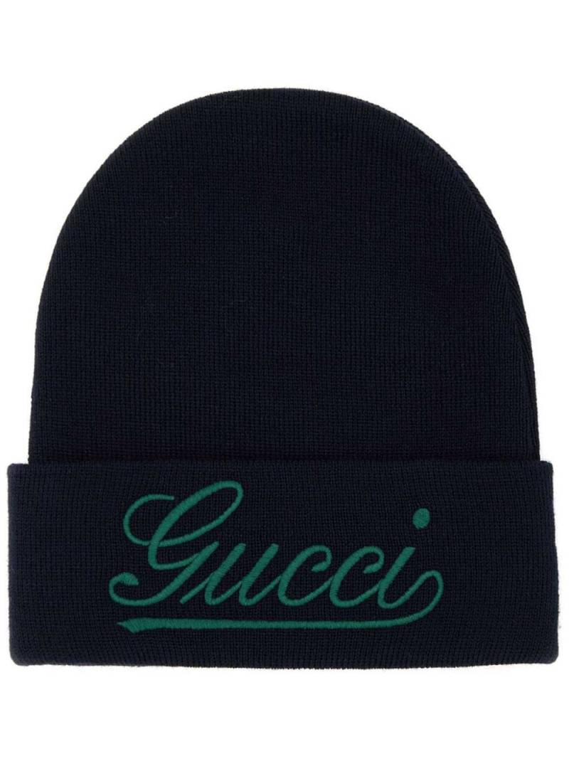 Gucci logo-embroidered beanie - Blue von Gucci