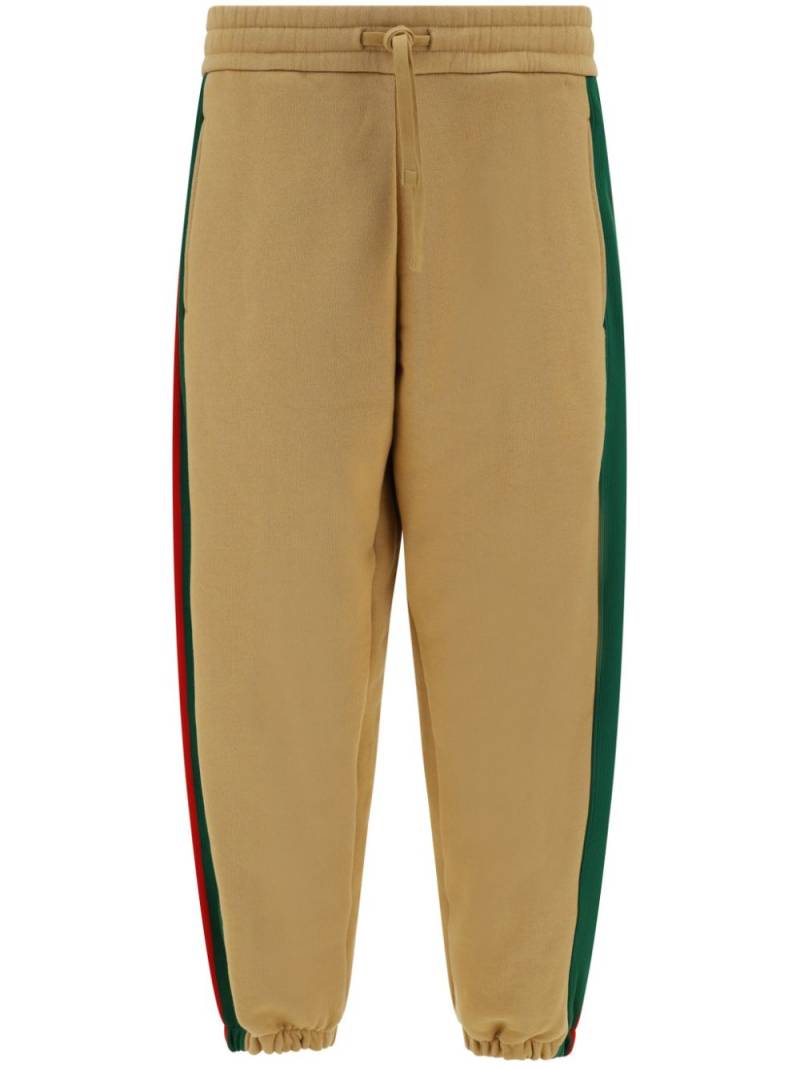 Gucci logo-embroidered cotton track pants - Neutrals von Gucci