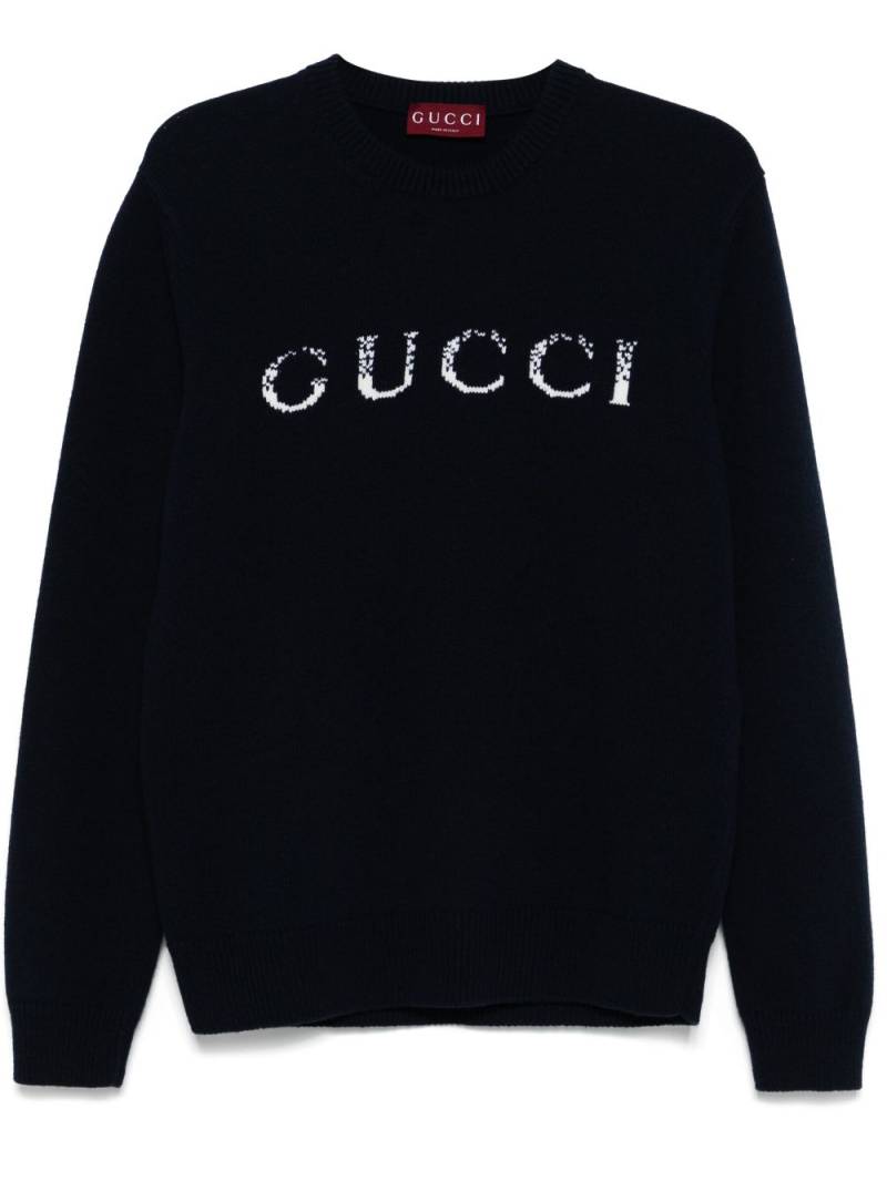 Gucci logo-intarsia knit sweater - Blue von Gucci