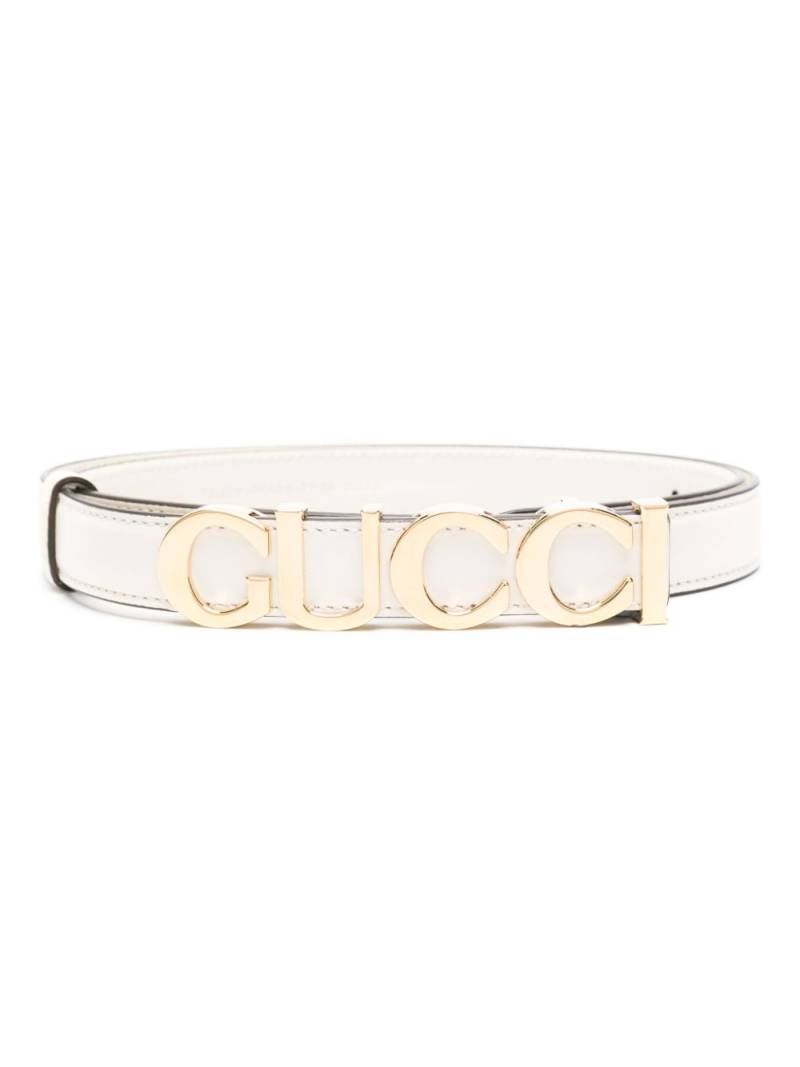 Gucci logo-lettering leather belt - White von Gucci