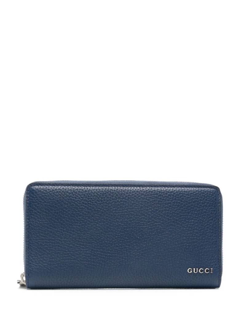 Gucci logo-lettering leather wallet - Blue von Gucci