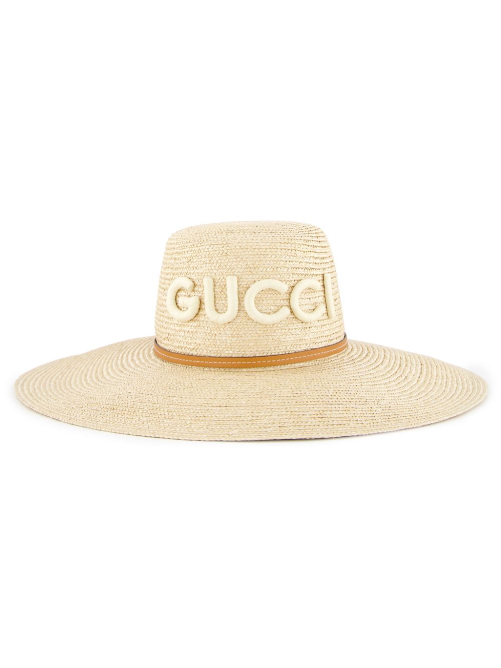 Gucci logo-patch raffia hat - Neutrals von Gucci