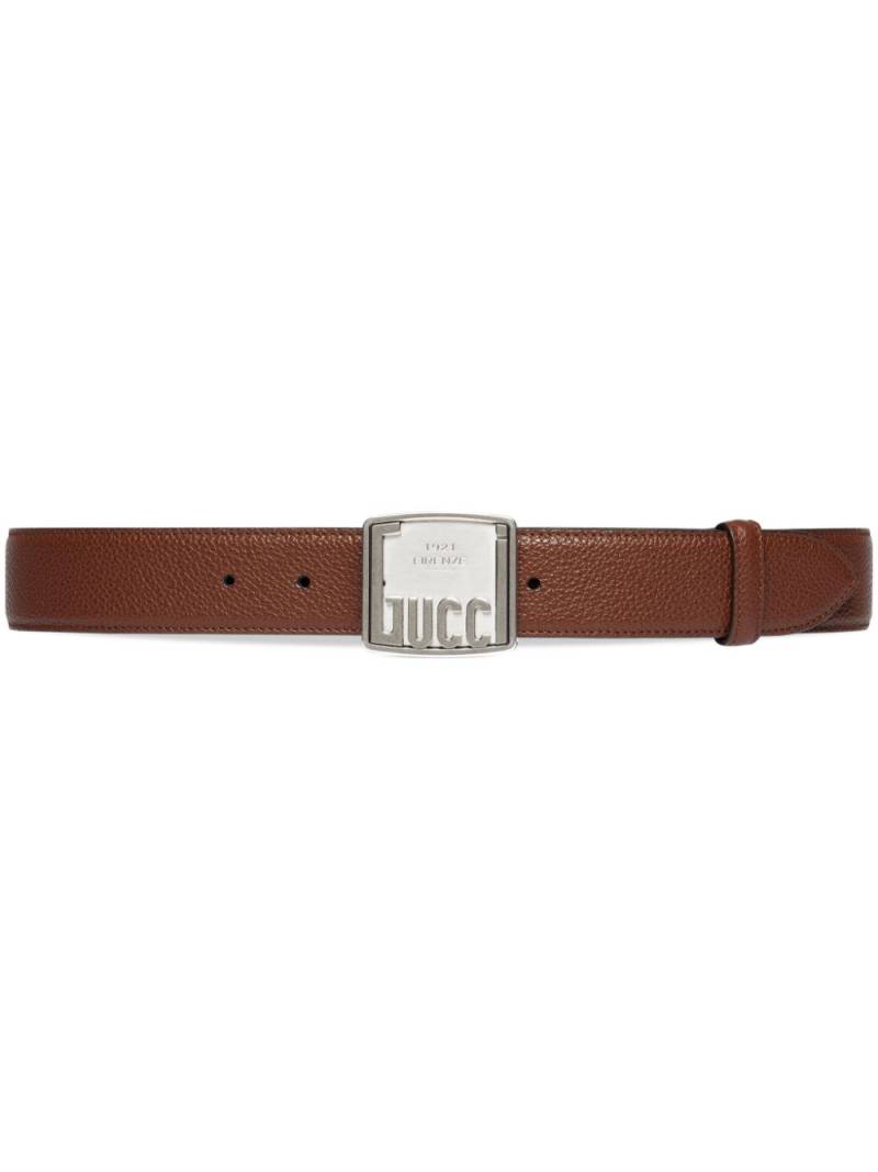 Gucci logo-plaque leather belt - Brown von Gucci