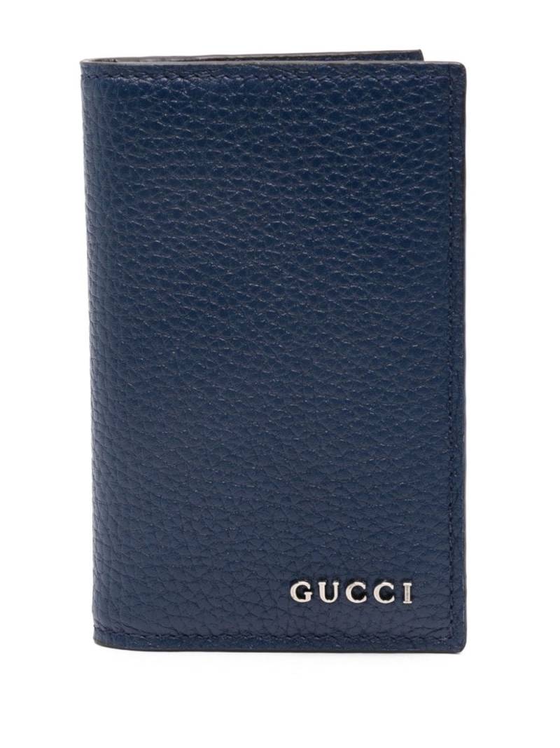 Gucci logo-lettering leather cardholder - Blue von Gucci