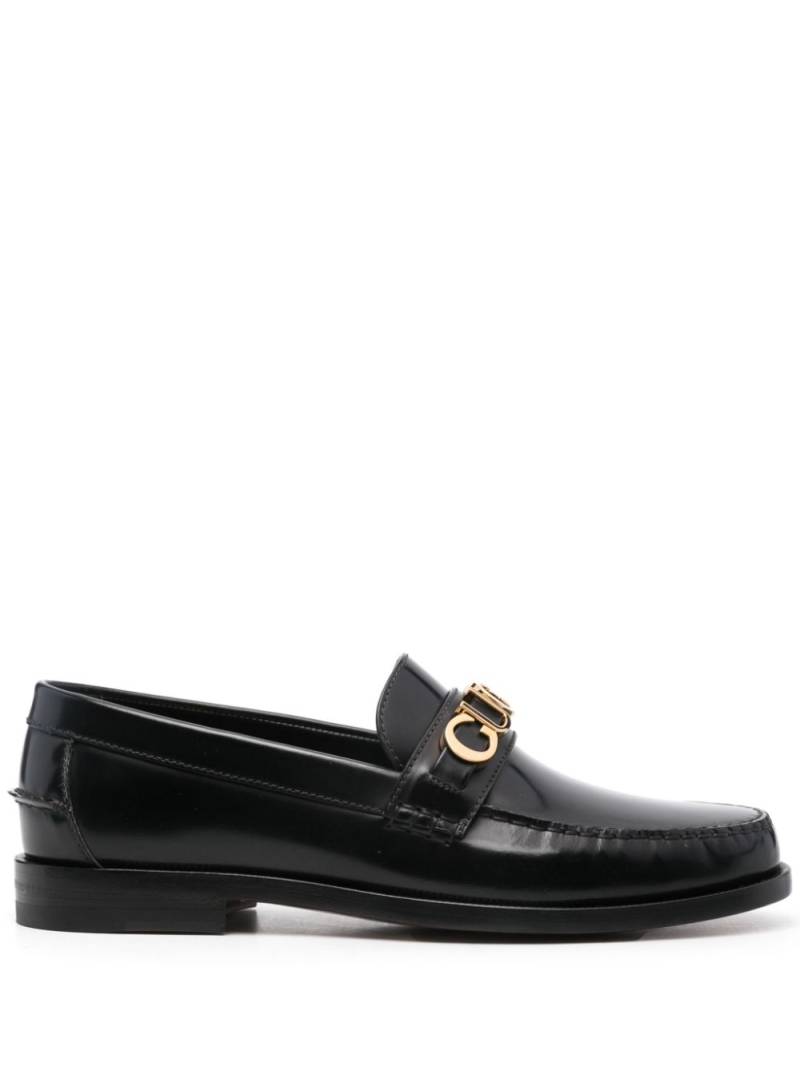 Gucci logo-lettering leather loafers - Black von Gucci