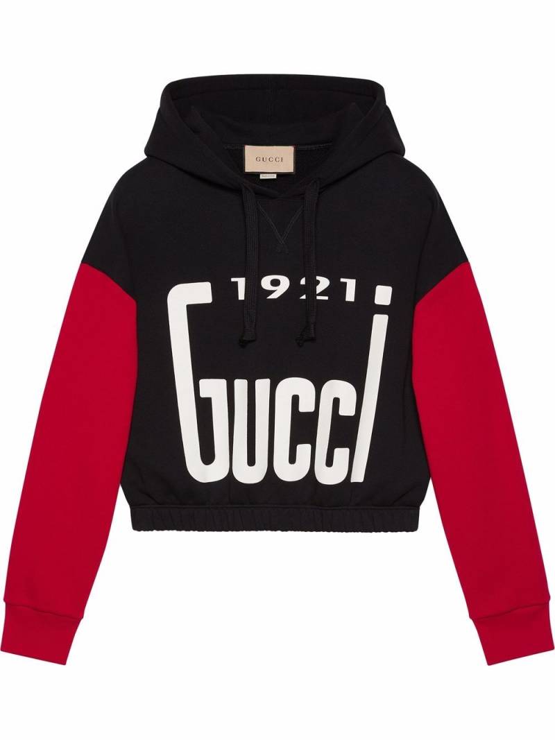 Gucci logo-print drawstring hoodie - Black von Gucci