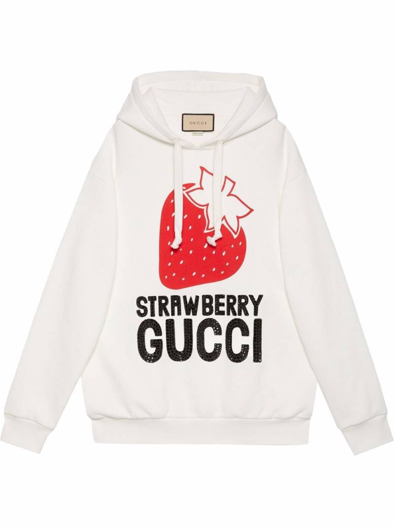 Gucci logo-print drawstring hoodie - White von Gucci