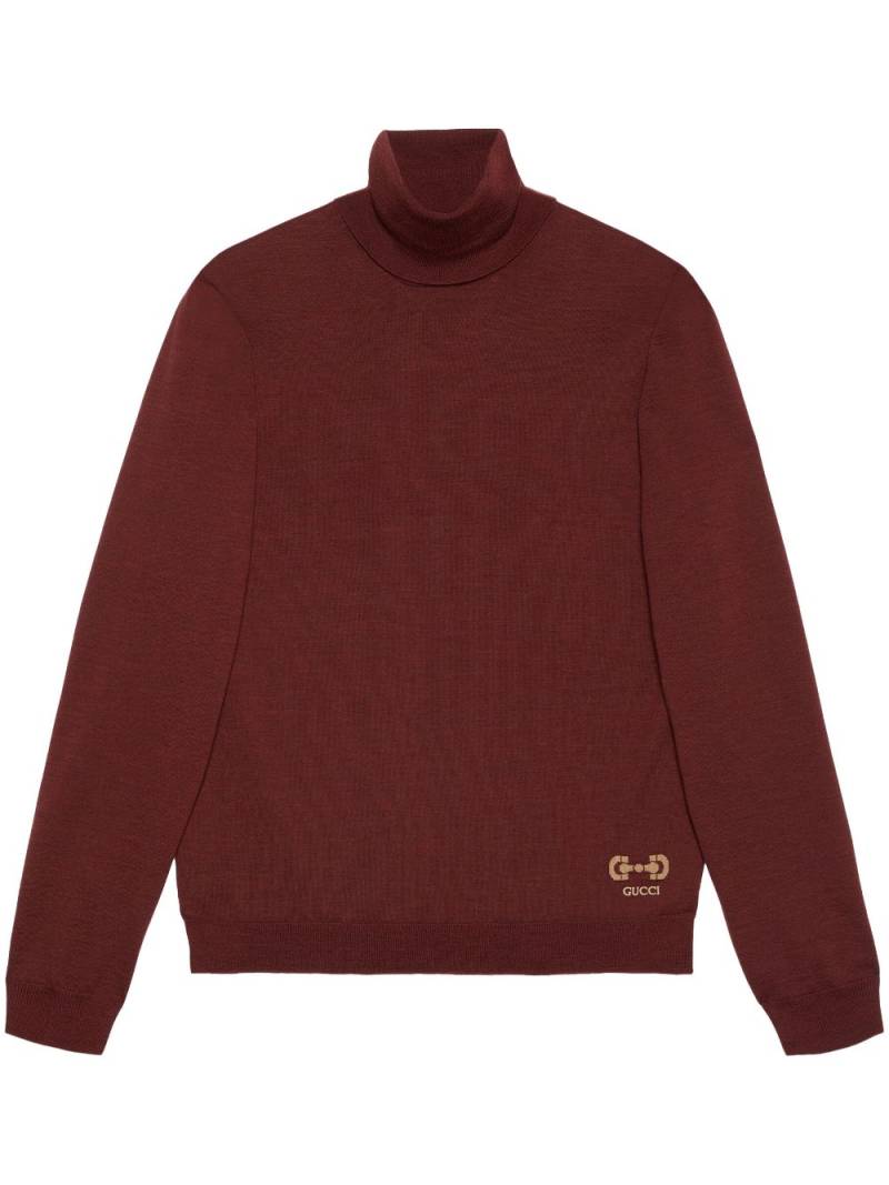 Gucci logo-print roll-neck jumper - Red von Gucci