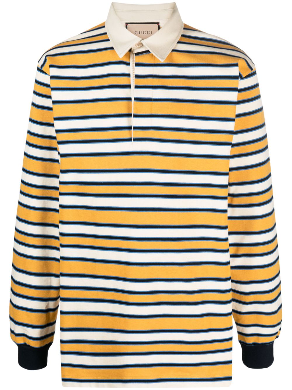 Gucci logo-print striped polo shirt - Yellow von Gucci