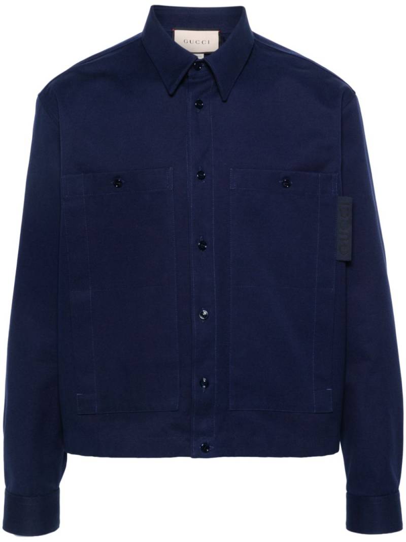 Gucci logo-tag twill shirt - Blue von Gucci