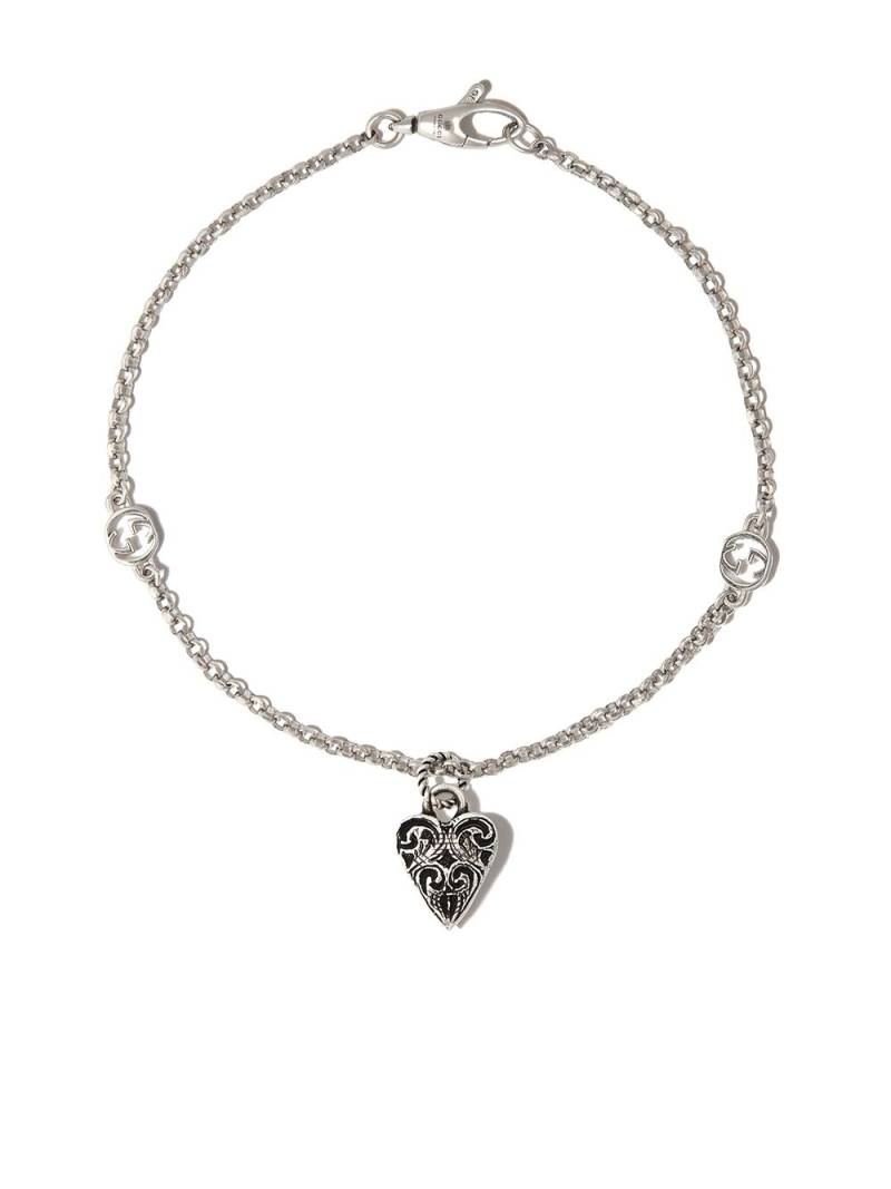 Gucci love-heart charm bracelet - Silver von Gucci