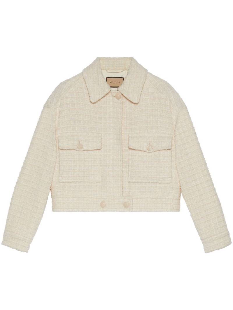 Gucci patch-pocket tweed shirt jacket - Neutrals von Gucci