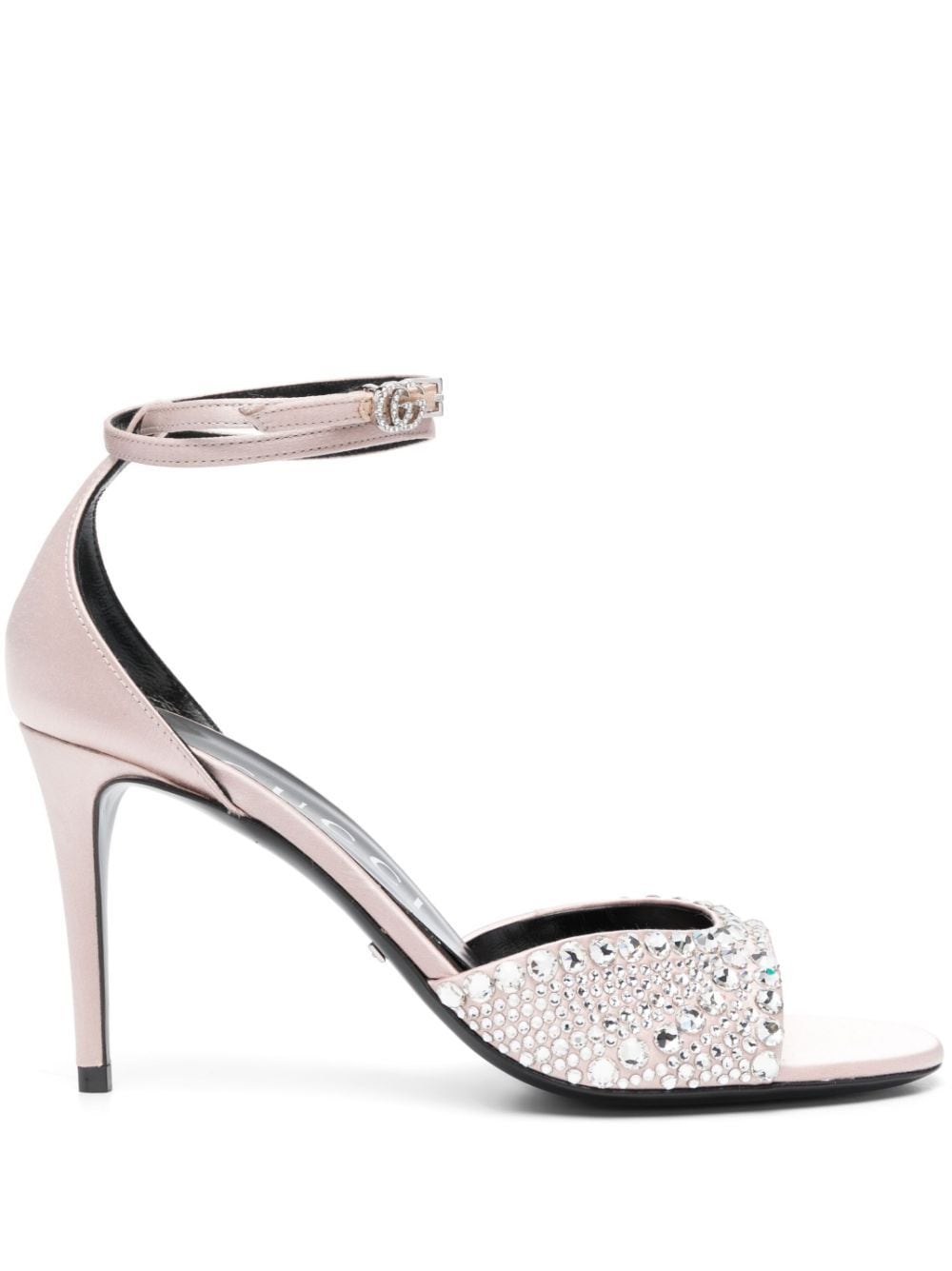 Gucci rhinestone 80mm satin sandals - Neutrals von Gucci