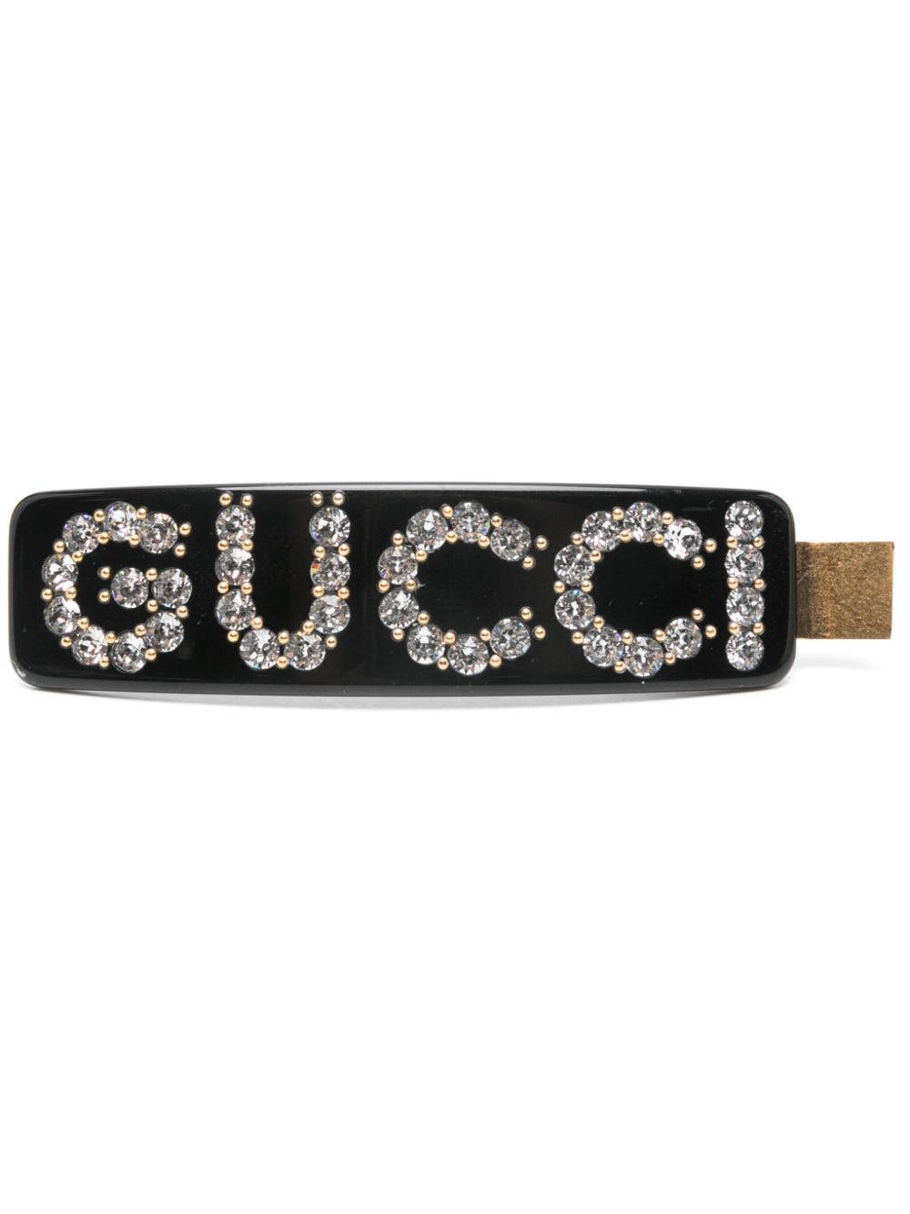 Gucci rhinestone-embellished logo hair clip - Black von Gucci