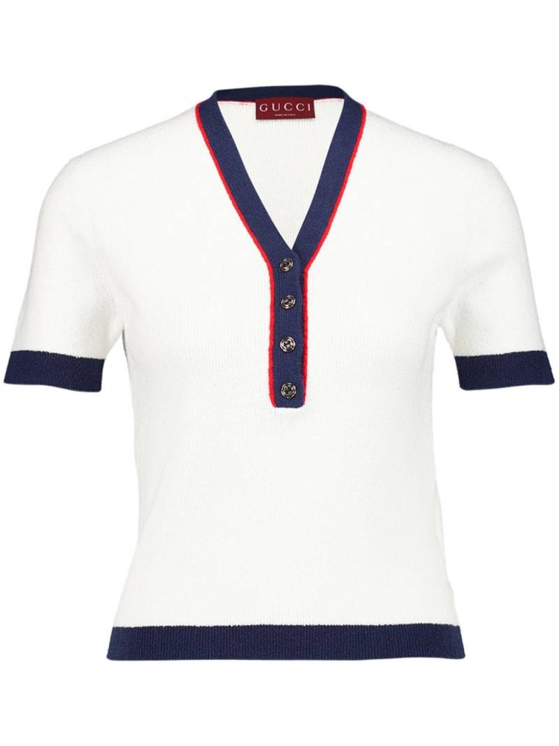 Gucci ribbed V-neck T-shirt - White von Gucci