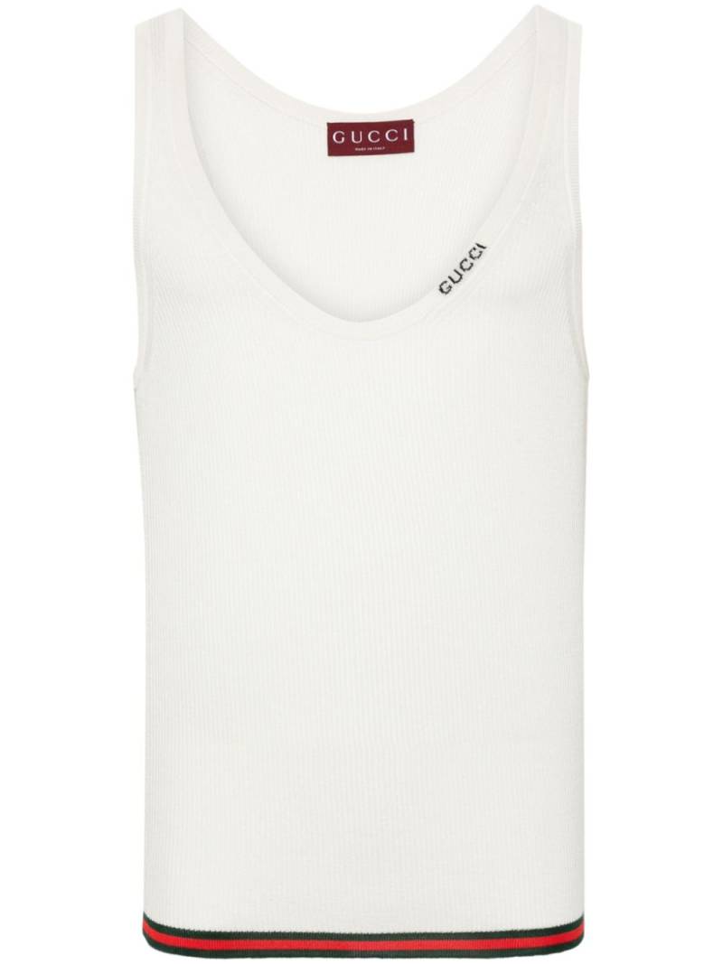 Gucci ribbed-knit silk tank top - White von Gucci