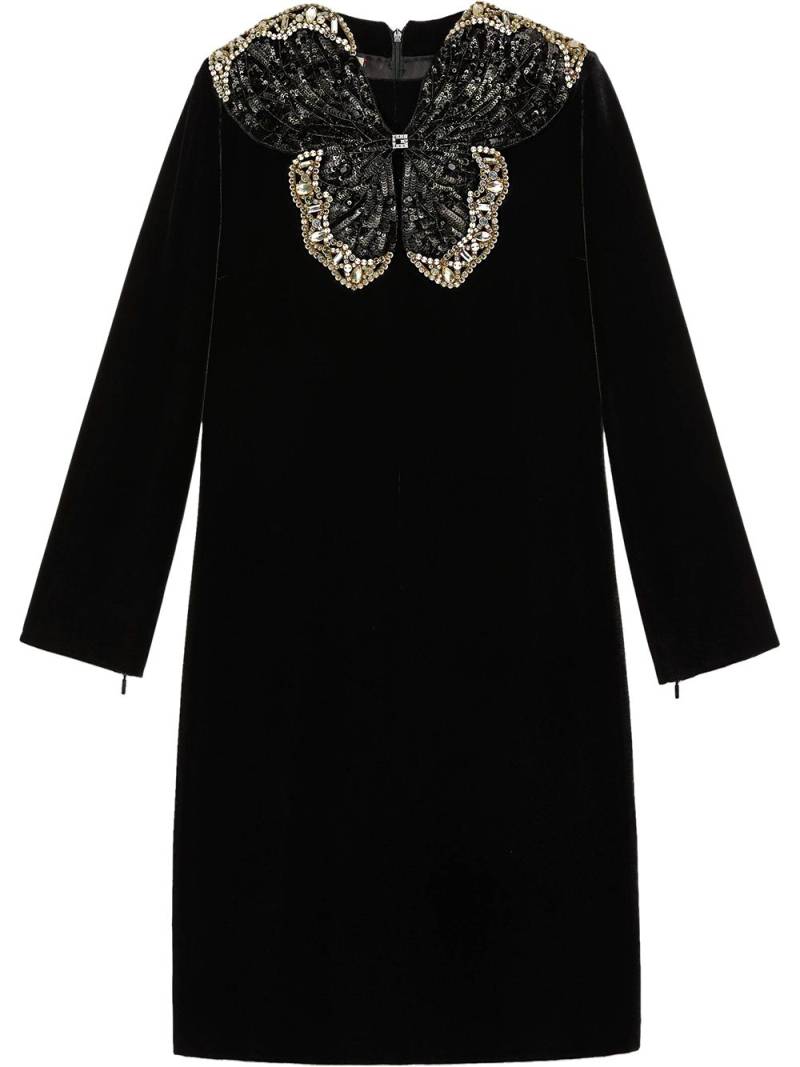 Gucci sequin butterfly short velvet dress - Black von Gucci