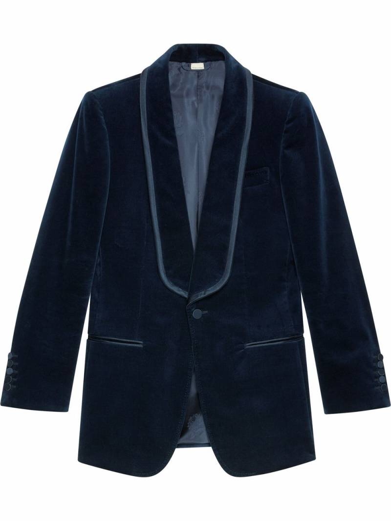 Gucci single-breasted velvet blazer - Blue von Gucci