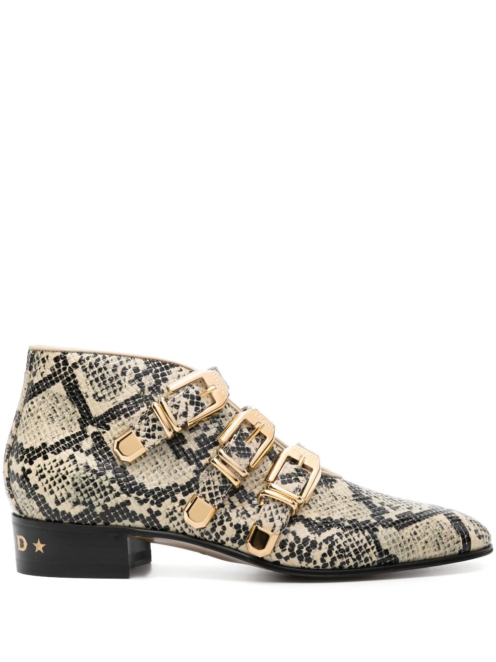 Gucci snakeskin-effect leather ankle boots - Neutrals von Gucci