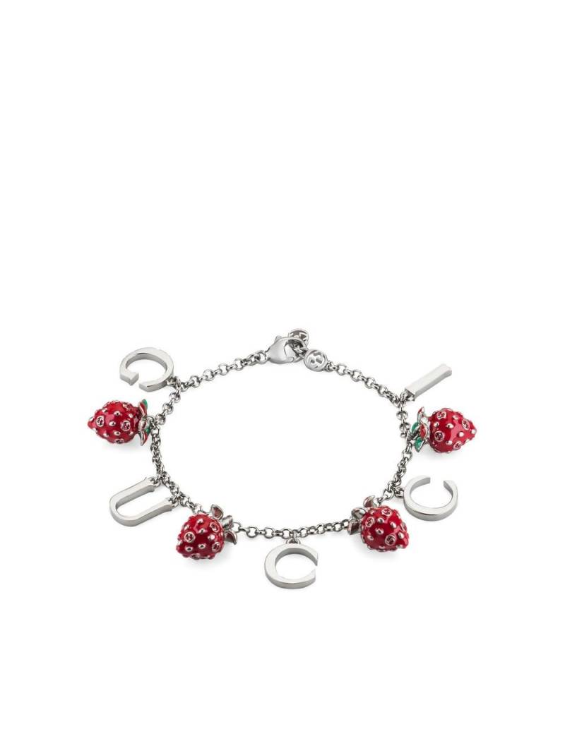 Gucci strawberry charm link bracelet - Silver von Gucci