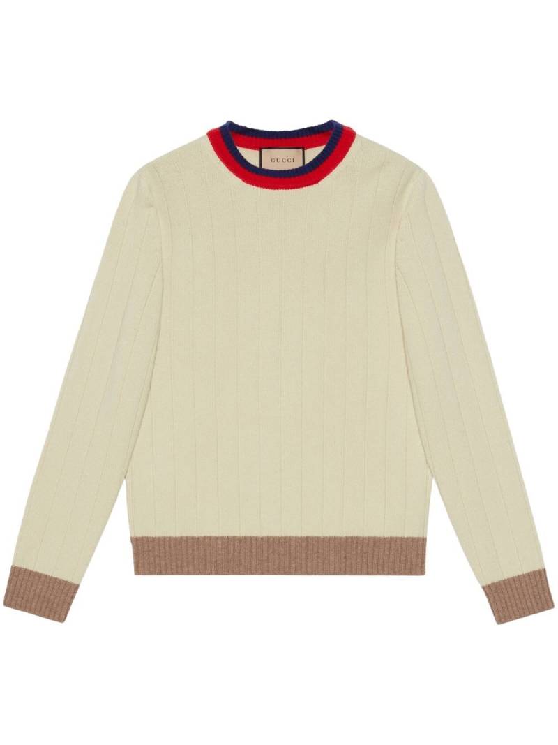 Gucci striped-edge ribbed jumper - Neutrals von Gucci