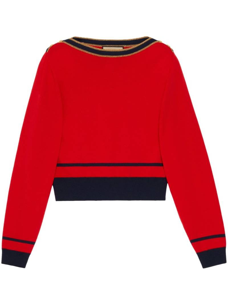 Gucci striped-trim wool jumper - Red von Gucci