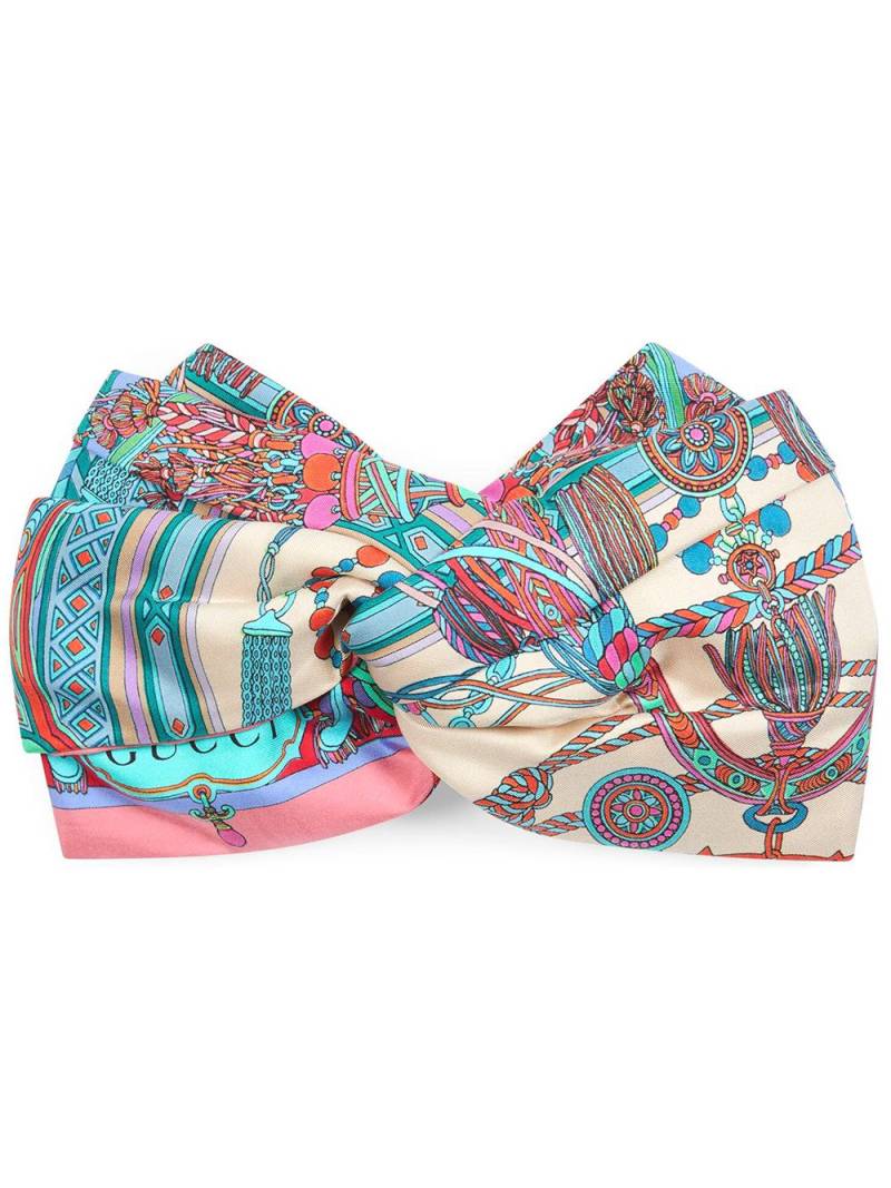 Gucci tassel chain print gathered headband - Neutrals von Gucci