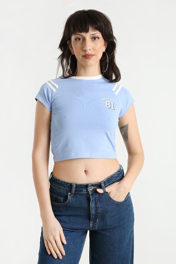 Guess Jeans Crop T-Shirt | Fresh Zendy Blue | Damen  | XS von Guess Jeans