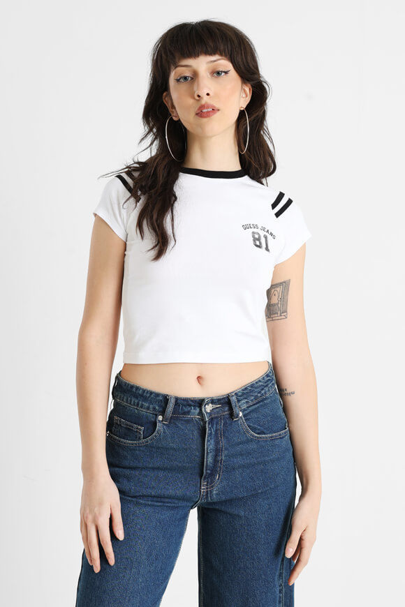 Guess Jeans Crop T-Shirt | Pure White | Damen  | M von Guess Jeans