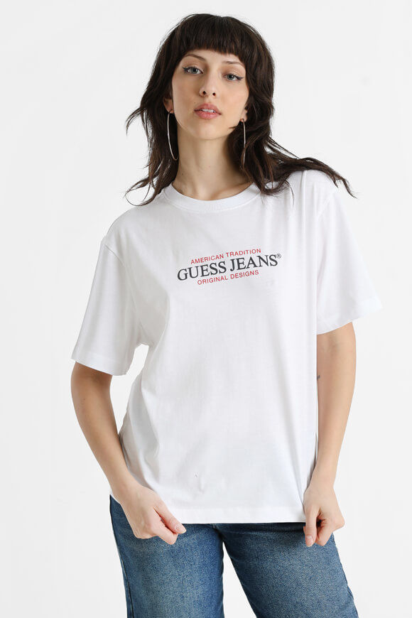 Guess Jeans Oversize T-Shirt | Pure White | Damen  | M von Guess Jeans