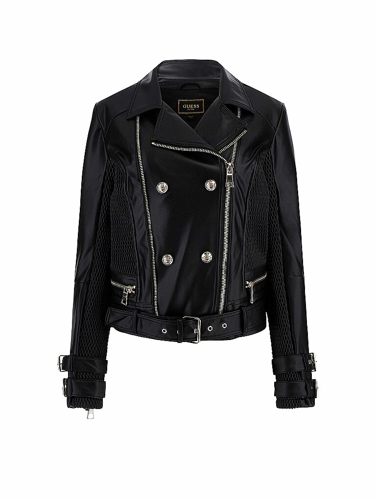 GUESS Jacke in Lederoptik MYLA MOTO schwarz | L GUESS Jacke in Lederoptik MYLA MOTO schwarz | L von Guess