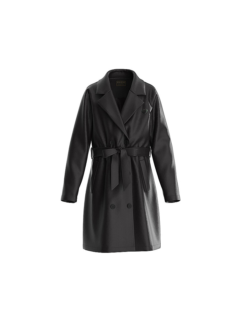 GUESS Mädchen Trenchcoat in Lederoptik  schwarz | 164 von Guess