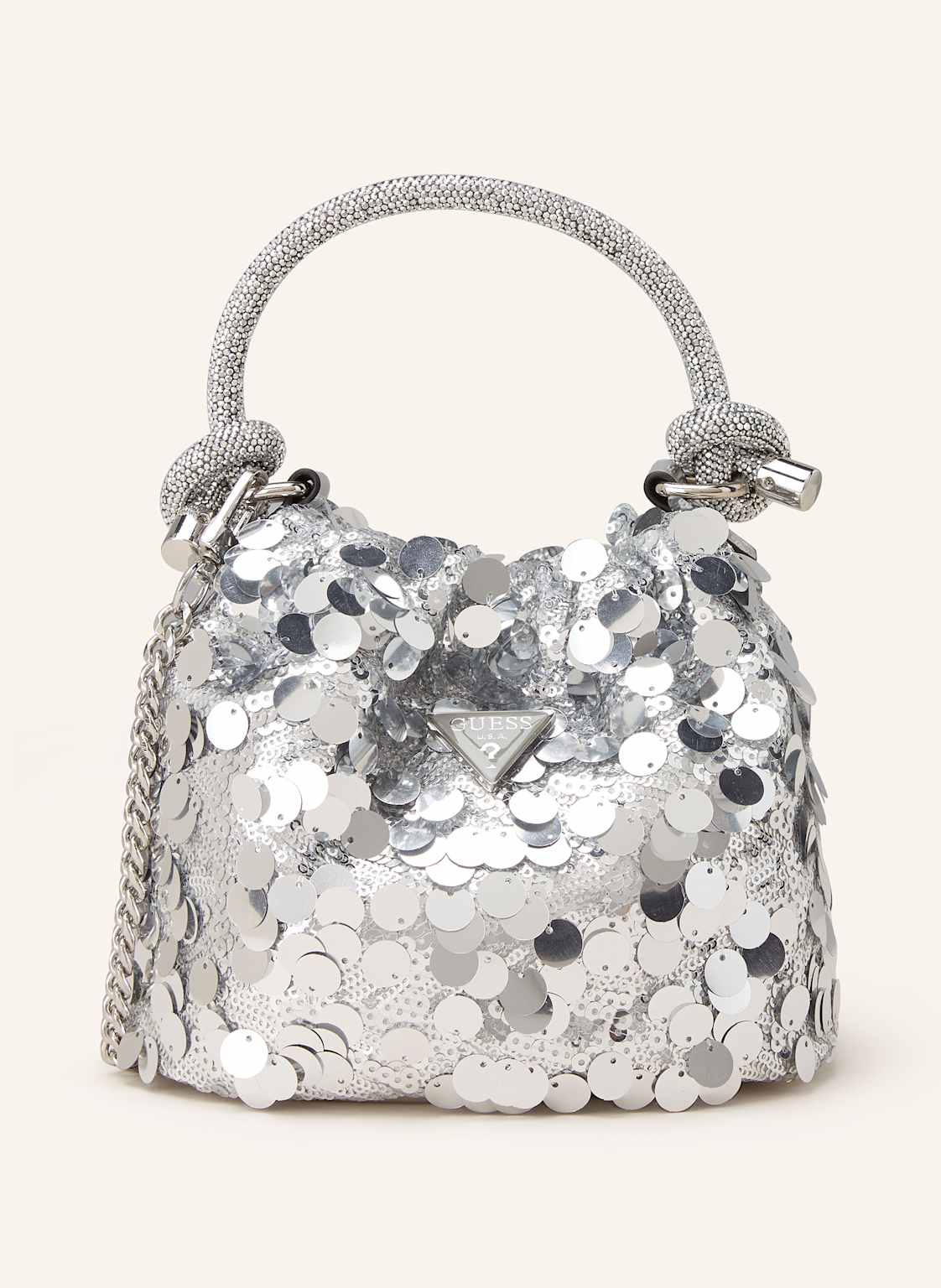 Guess Beuteltasche Holiday Mit Pailletten Und Schmucksteinen silber von Guess