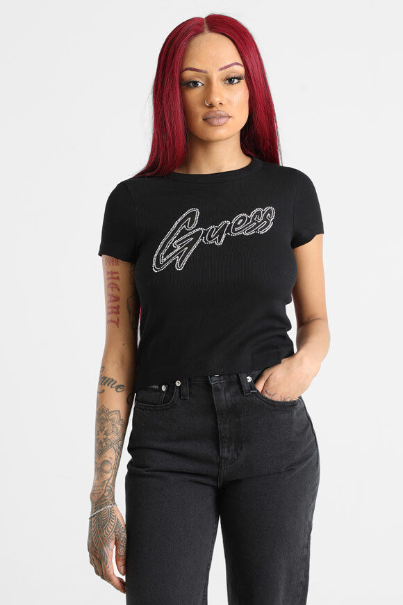 Guess Crop T-Shirt | Jet Black | Damen  | M von Guess